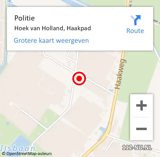 Locatie op kaart van de 112 melding: Politie Hoek van Holland, Haakpad op 28 december 2023 00:18