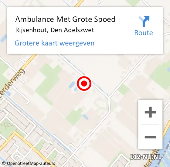 Locatie op kaart van de 112 melding: Ambulance Met Grote Spoed Naar Rijsenhout, Den Adelszwet op 28 december 2023 00:30