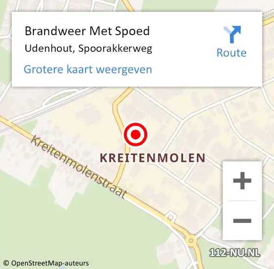 Locatie op kaart van de 112 melding: Brandweer Met Spoed Naar Udenhout, Spoorakkerweg op 28 december 2023 01:07