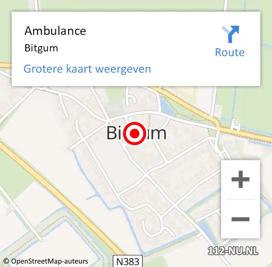 Locatie op kaart van de 112 melding: Ambulance Bitgum op 28 december 2023 01:21