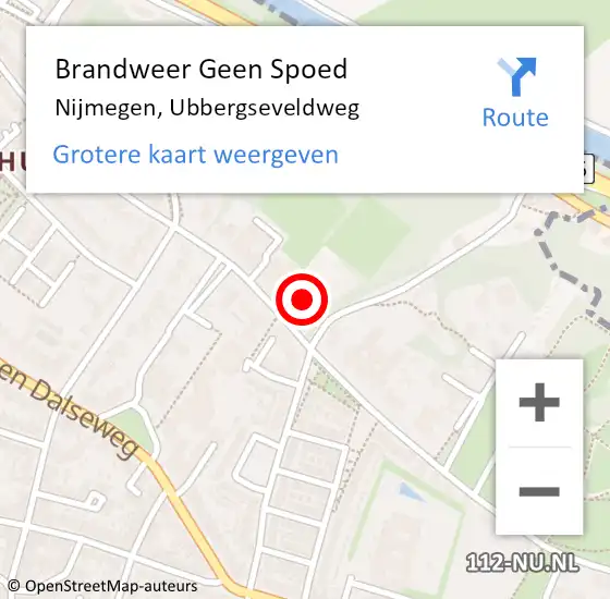 Locatie op kaart van de 112 melding: Brandweer Geen Spoed Naar Nijmegen, Ubbergseveldweg op 28 december 2023 01:38