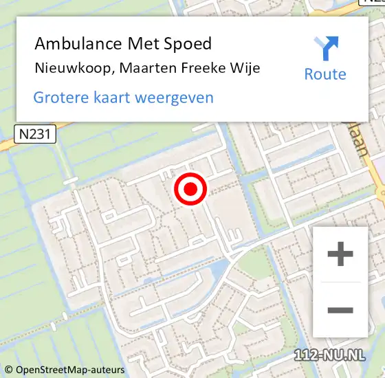 Locatie op kaart van de 112 melding: Ambulance Met Spoed Naar Nieuwkoop, Maarten Freeke Wije op 28 december 2023 02:09