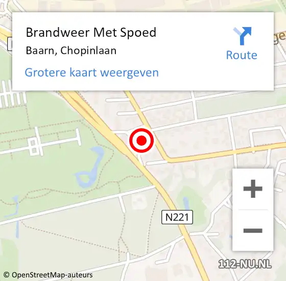 Locatie op kaart van de 112 melding: Brandweer Met Spoed Naar Baarn, Chopinlaan op 28 december 2023 02:43