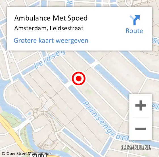 Locatie op kaart van de 112 melding: Ambulance Met Spoed Naar Amsterdam, Leidsestraat op 28 december 2023 03:33