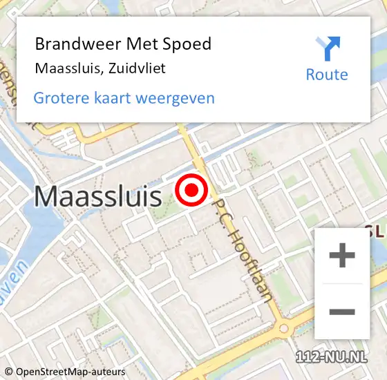 Locatie op kaart van de 112 melding: Brandweer Met Spoed Naar Maassluis, Zuidvliet op 28 december 2023 03:33