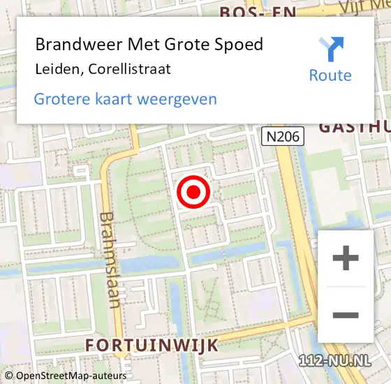 Locatie op kaart van de 112 melding: Brandweer Met Grote Spoed Naar Leiden, Corellistraat op 28 december 2023 03:39