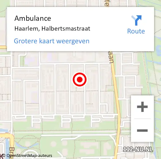 Locatie op kaart van de 112 melding: Ambulance Haarlem, Halbertsmastraat op 28 december 2023 03:42