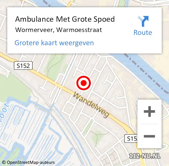 Locatie op kaart van de 112 melding: Ambulance Met Grote Spoed Naar Wormerveer, Warmoesstraat op 28 december 2023 08:09