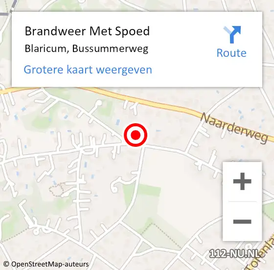 Locatie op kaart van de 112 melding: Brandweer Met Spoed Naar Blaricum, Bussummerweg op 28 december 2023 08:25