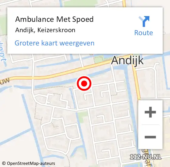 Locatie op kaart van de 112 melding: Ambulance Met Spoed Naar Andijk, Keizerskroon op 28 december 2023 08:29