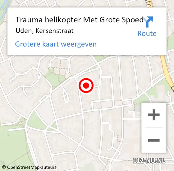 Locatie op kaart van de 112 melding: Trauma helikopter Met Grote Spoed Naar Uden, Kersenstraat op 28 december 2023 09:10