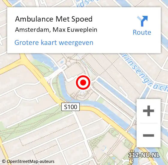 Locatie op kaart van de 112 melding: Ambulance Met Spoed Naar Amsterdam, Max Euweplein op 28 december 2023 09:18