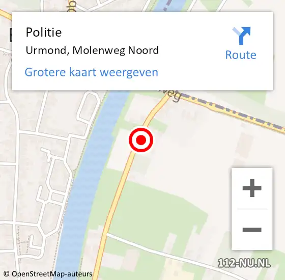 Locatie op kaart van de 112 melding: Politie Urmond, Molenweg Noord op 28 december 2023 09:20