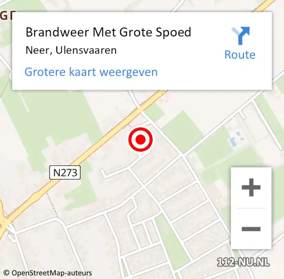 Locatie op kaart van de 112 melding: Brandweer Met Grote Spoed Naar Neer, Ulensvaaren op 28 december 2023 09:47