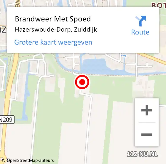 Locatie op kaart van de 112 melding: Brandweer Met Spoed Naar Hazerswoude-Dorp, Zuiddijk op 28 december 2023 10:34