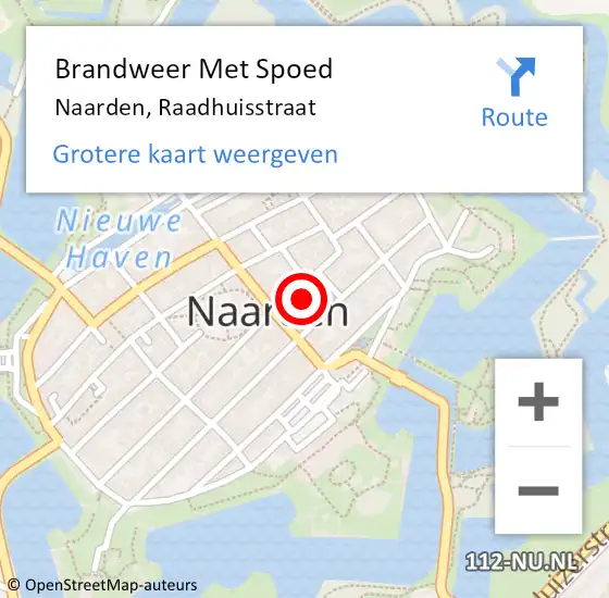 Locatie op kaart van de 112 melding: Brandweer Met Spoed Naar Naarden, Raadhuisstraat op 28 december 2023 10:41
