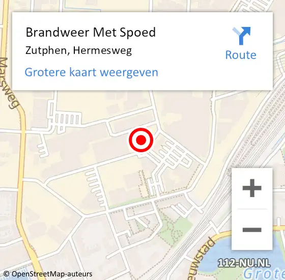 Locatie op kaart van de 112 melding: Brandweer Met Spoed Naar Zutphen, Hermesweg op 28 december 2023 10:55