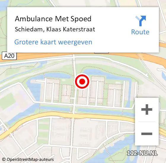 Locatie op kaart van de 112 melding: Ambulance Met Spoed Naar Schiedam, Klaas Katerstraat op 28 december 2023 11:29