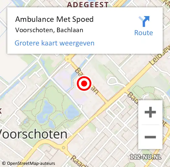 Locatie op kaart van de 112 melding: Ambulance Met Spoed Naar Voorschoten, Bachlaan op 28 december 2023 11:32