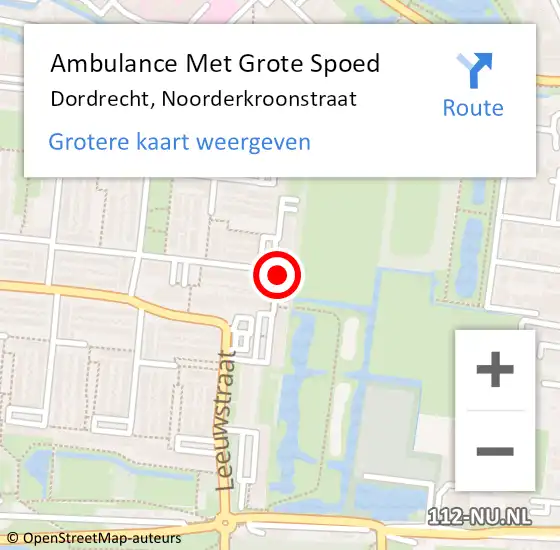 Locatie op kaart van de 112 melding: Ambulance Met Grote Spoed Naar Dordrecht, Noorderkroonstraat op 28 december 2023 11:34