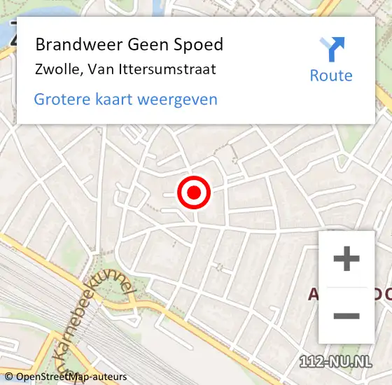 Locatie op kaart van de 112 melding: Brandweer Geen Spoed Naar Zwolle, Van Ittersumstraat op 28 december 2023 11:45