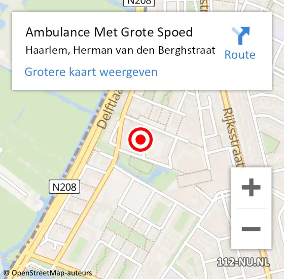 Locatie op kaart van de 112 melding: Ambulance Met Grote Spoed Naar Haarlem, Herman van den Berghstraat op 28 december 2023 11:48