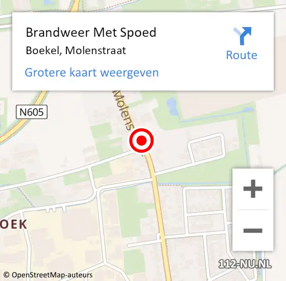 Locatie op kaart van de 112 melding: Brandweer Met Spoed Naar Boekel, Molenstraat op 28 december 2023 12:49