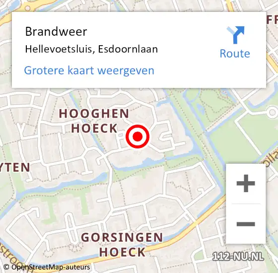 Locatie op kaart van de 112 melding: Brandweer Hellevoetsluis, Esdoornlaan op 28 december 2023 12:56