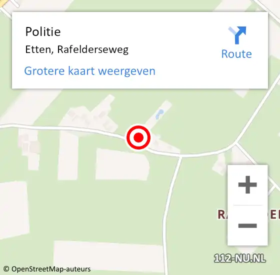 Locatie op kaart van de 112 melding: Politie Etten, Rafelderseweg op 28 december 2023 12:59