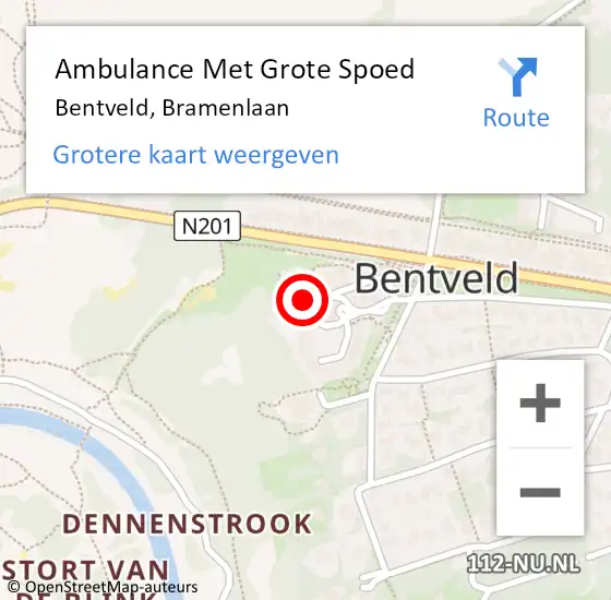Locatie op kaart van de 112 melding: Ambulance Met Grote Spoed Naar Bentveld, Bramenlaan op 28 december 2023 13:00