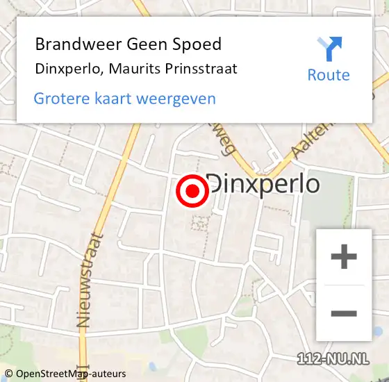 Locatie op kaart van de 112 melding: Brandweer Geen Spoed Naar Dinxperlo, Maurits Prinsstraat op 28 december 2023 13:14