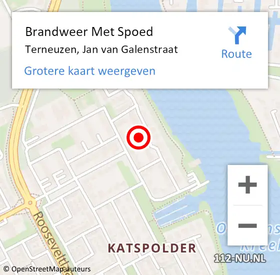 Locatie op kaart van de 112 melding: Brandweer Met Spoed Naar Terneuzen, Jan van Galenstraat op 28 december 2023 13:25