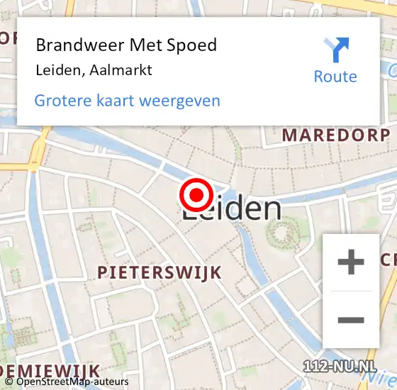 Locatie op kaart van de 112 melding: Brandweer Met Spoed Naar Leiden, Aalmarkt op 28 december 2023 13:27