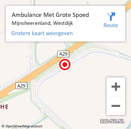 Locatie op kaart van de 112 melding: Ambulance Met Grote Spoed Naar Mijnsheerenland, Westdijk op 28 december 2023 13:32
