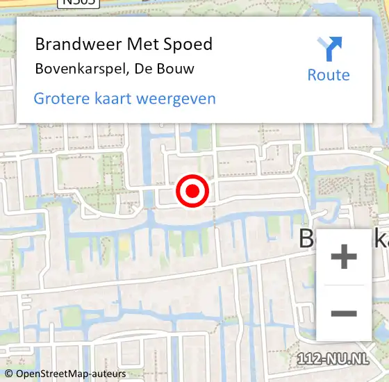 Locatie op kaart van de 112 melding: Brandweer Met Spoed Naar Bovenkarspel, De Bouw op 28 december 2023 13:44