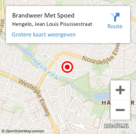 Locatie op kaart van de 112 melding: Brandweer Met Spoed Naar Hengelo, Jean Louis Pisuissestraat op 28 december 2023 14:23