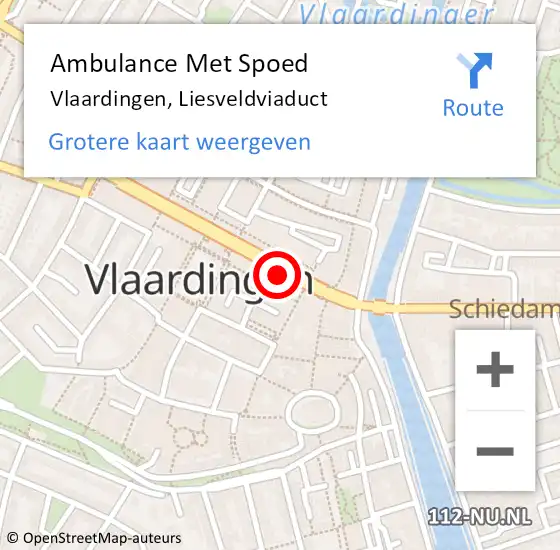 Locatie op kaart van de 112 melding: Ambulance Met Spoed Naar Vlaardingen, Liesveldviaduct op 28 december 2023 14:39