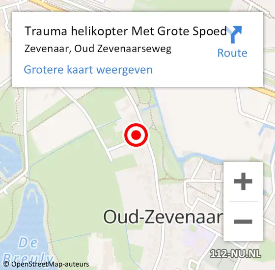 Locatie op kaart van de 112 melding: Trauma helikopter Met Grote Spoed Naar Zevenaar, Oud Zevenaarseweg op 28 december 2023 14:49