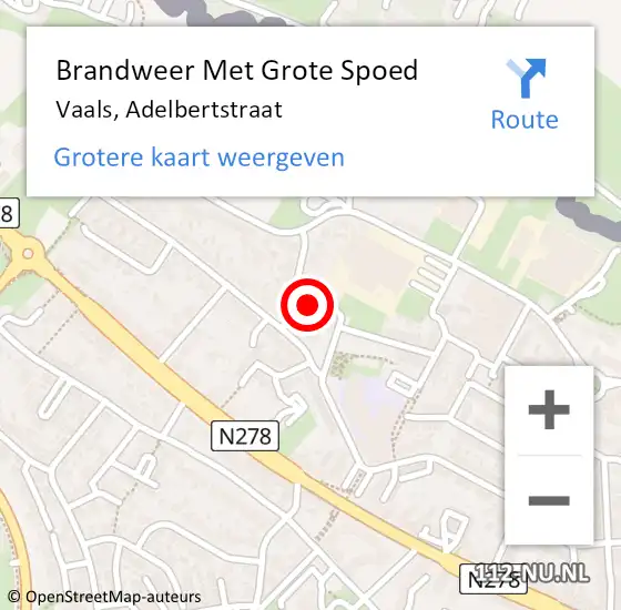 Locatie op kaart van de 112 melding: Brandweer Met Grote Spoed Naar Vaals, Adelbertstraat op 28 december 2023 14:55