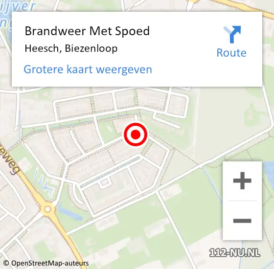 Locatie op kaart van de 112 melding: Brandweer Met Spoed Naar Heesch, Biezenloop op 28 december 2023 14:56