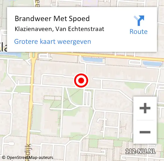 Locatie op kaart van de 112 melding: Brandweer Met Spoed Naar Klazienaveen, Van Echtenstraat op 28 december 2023 15:02