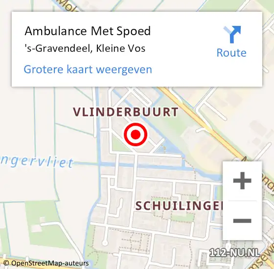 Locatie op kaart van de 112 melding: Ambulance Met Spoed Naar 's-Gravendeel, Kleine Vos op 28 december 2023 15:09