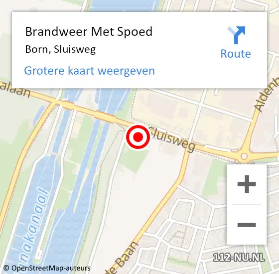 Locatie op kaart van de 112 melding: Brandweer Met Spoed Naar Born, Sluisweg op 28 december 2023 15:10