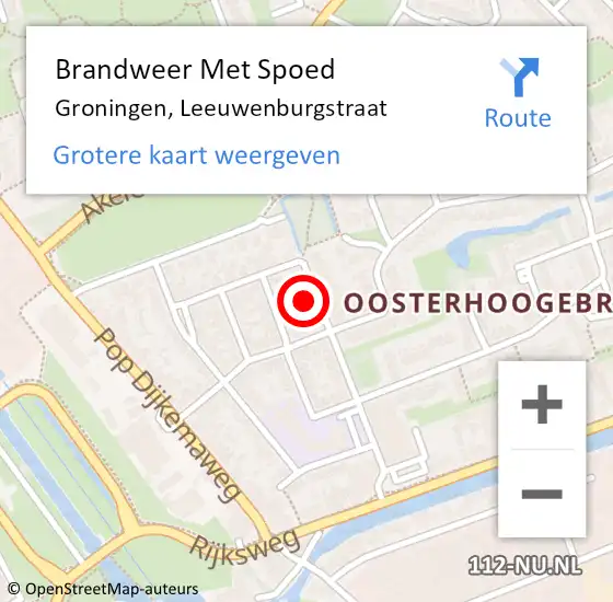 Locatie op kaart van de 112 melding: Brandweer Met Spoed Naar Groningen, Leeuwenburgstraat op 28 december 2023 15:27