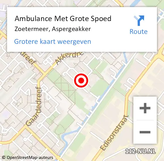 Locatie op kaart van de 112 melding: Ambulance Met Grote Spoed Naar Zoetermeer, Aspergeakker op 28 december 2023 15:30