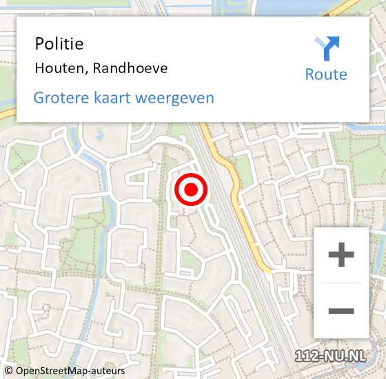 Locatie op kaart van de 112 melding: Politie Houten, Randhoeve op 28 december 2023 15:40