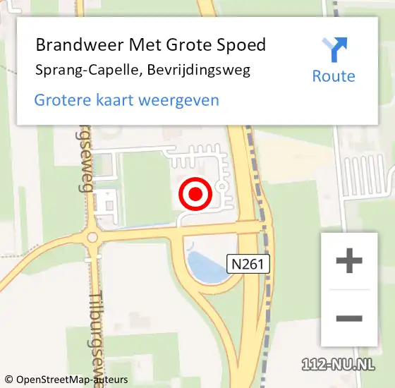 Locatie op kaart van de 112 melding: Brandweer Met Grote Spoed Naar Sprang-Capelle, Bevrijdingsweg op 28 december 2023 15:52