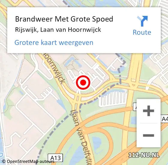 Locatie op kaart van de 112 melding: Brandweer Met Grote Spoed Naar Rijswijk, Laan van Hoornwijck op 28 december 2023 15:58