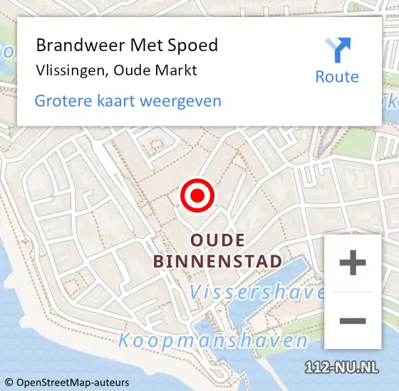 Locatie op kaart van de 112 melding: Brandweer Met Spoed Naar Vlissingen, Oude Markt op 28 december 2023 15:58