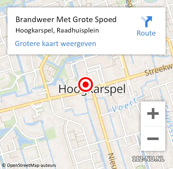 Locatie op kaart van de 112 melding: Brandweer Met Grote Spoed Naar Hoogkarspel, Raadhuisplein op 28 december 2023 16:02